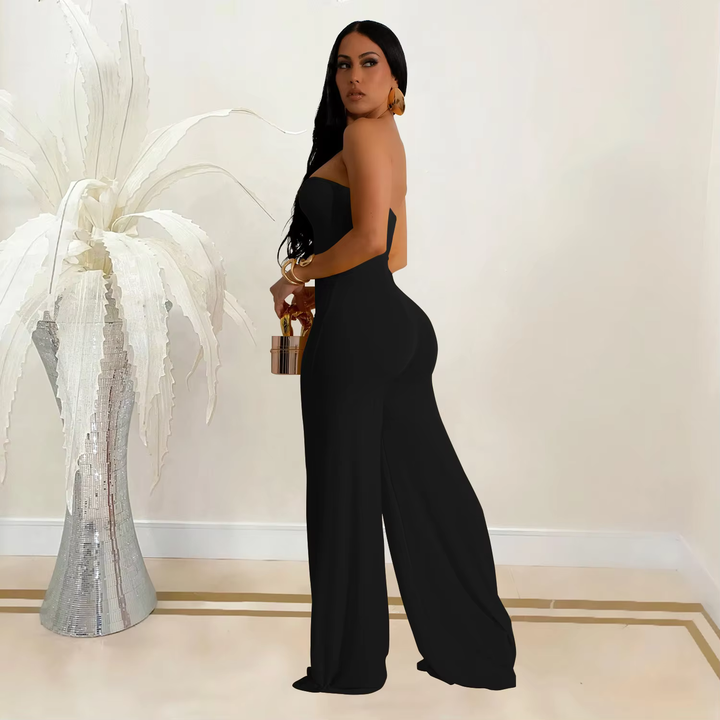 Leilani - Women’s Wide Leg Deep V-Neck Sleeveless Jumpsuit