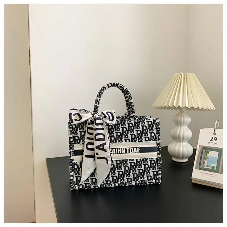 Hazel - Embroidery Luxury Canvas Tote Bag for Women