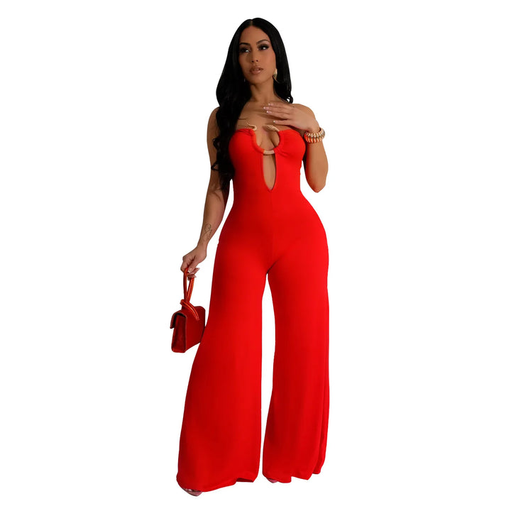 Leilani - Women’s Wide Leg Deep V-Neck Sleeveless Jumpsuit
