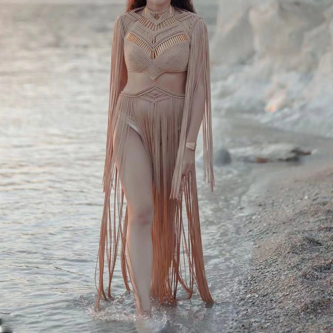 Gianna - Hand-Crocheted Tassel Bikini Cover-Up