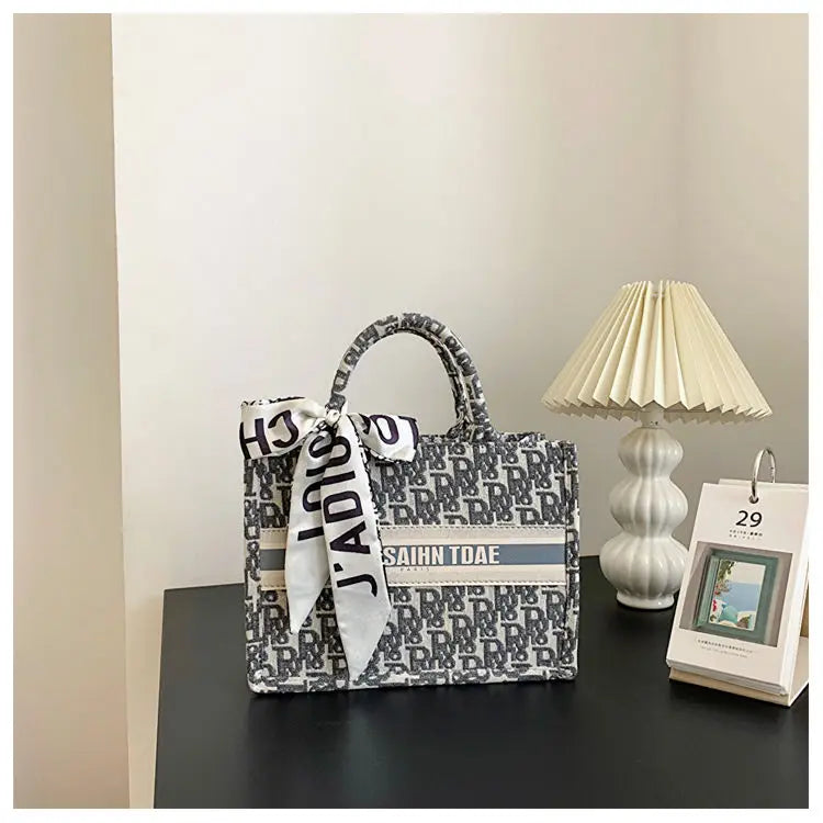 Hazel - Embroidery Luxury Canvas Tote Bag for Women