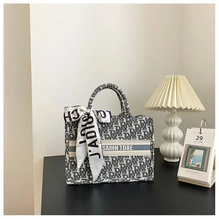Hazel - Embroidery Luxury Canvas Tote Bag for Women