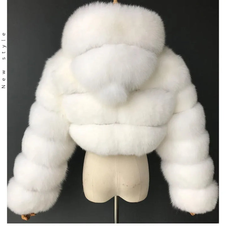 Ivy - Elegant Women’s Hooded Faux Fur Crop Coat