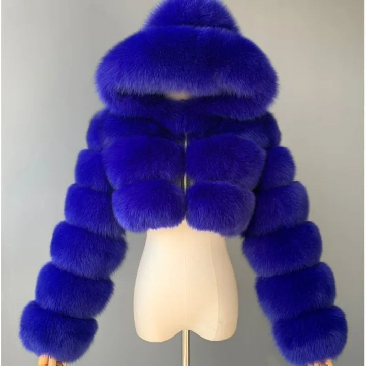 Ivy - Elegant Women’s Hooded Faux Fur Crop Coat