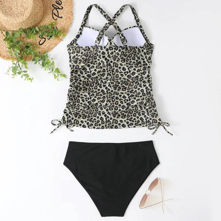 Maud - Striped Tankini Set with Shorts