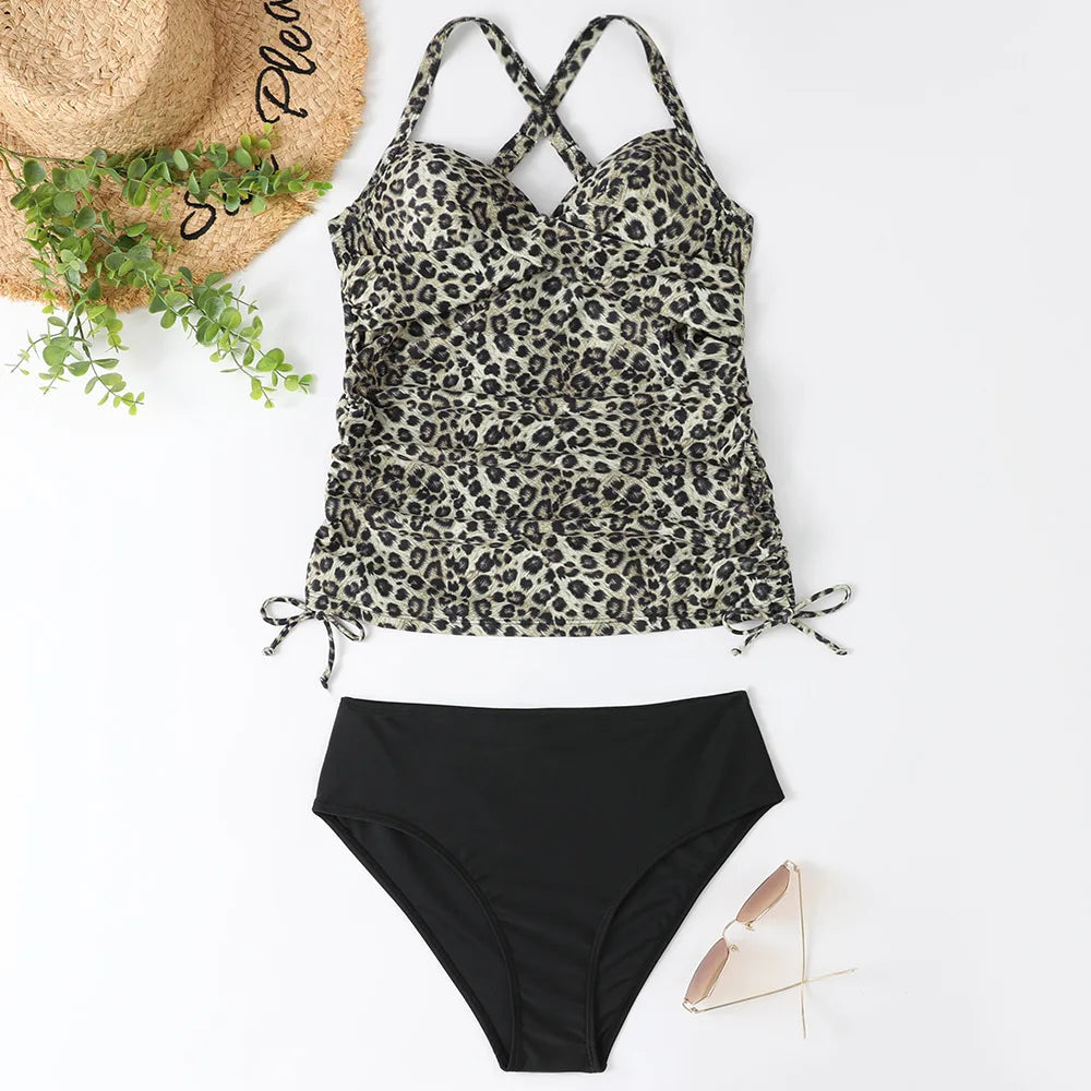 Maud - Striped Tankini Set with Shorts