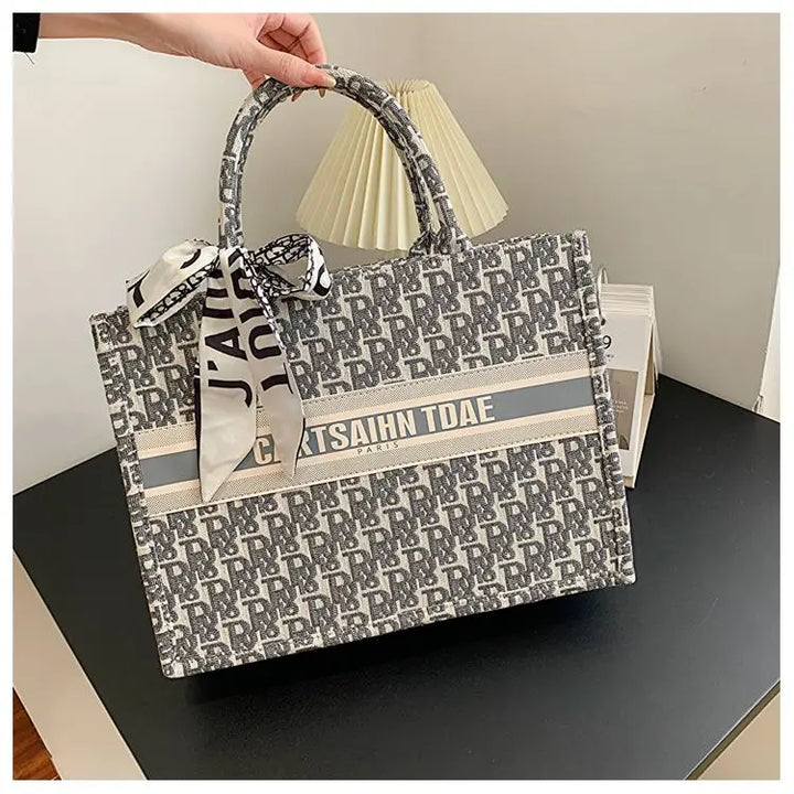 Hazel - Embroidery Luxury Canvas Tote Bag for Women