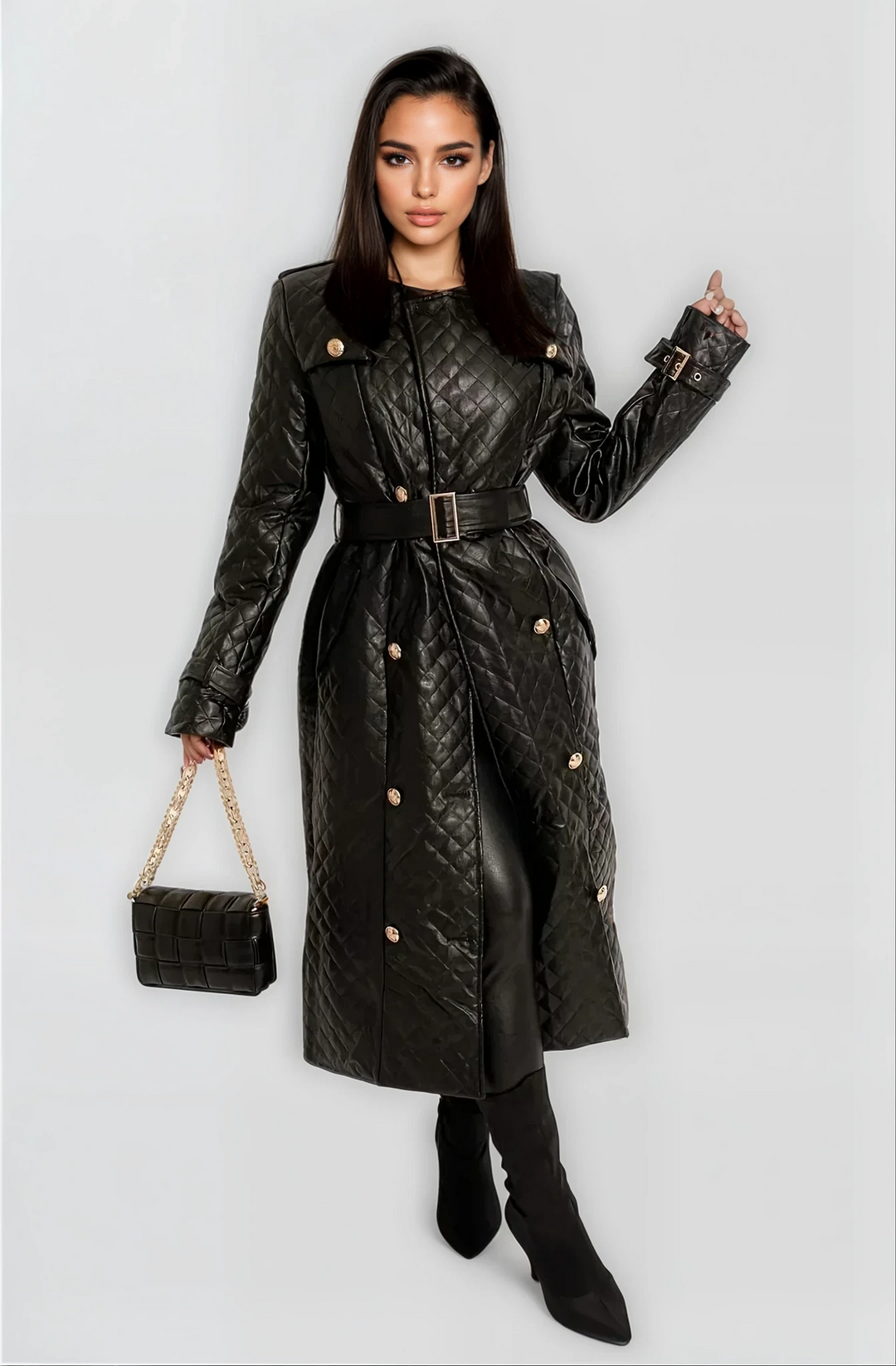 Ava - Plus Size Women's Leather Trench Coat