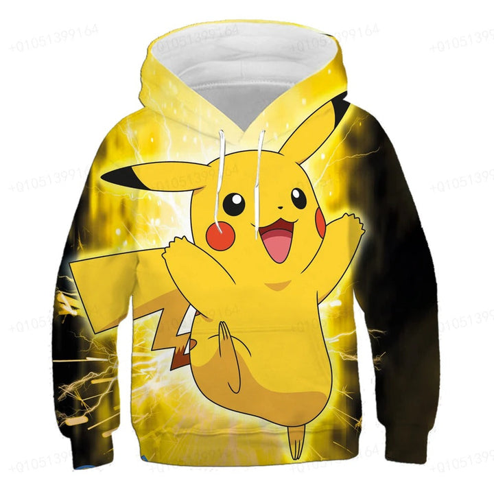 Kids Anime Hoodie Sweatshirt 4-14 Years | Pikachu Costume Hoodie for Boys and Girls